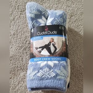 NWT-Cuddl Duds Boot Crew Socks Size 4-10 (4 Pairs)